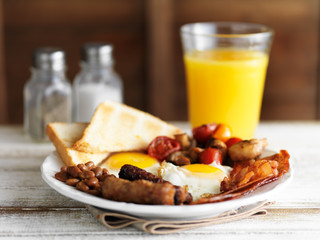 rustic english breakfast with toast