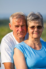 Elderly seniors couple in outdoors