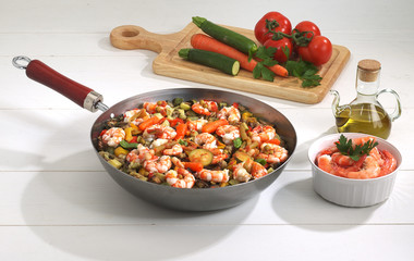 scampi con verdure