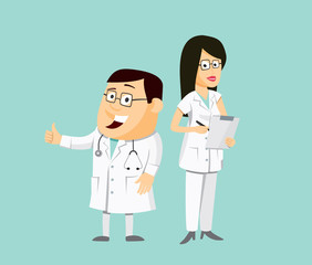 The best medical health care. Doctors private practice. Health Center. Funny vector simple illustration.