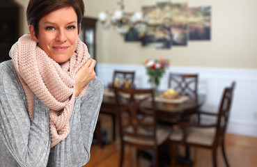 Mature woman with scarf.