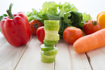 collection fruits and vegetables isolated on a white background