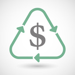 Line art recycle sign icon with a dollar sign