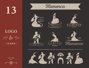 Set of vector logos and badges Flamenco