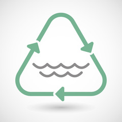 Line art recycle sign icon with a water sign