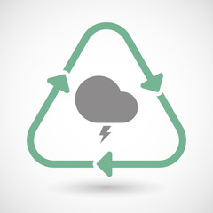 Line art recycle sign icon with a stormy cloud