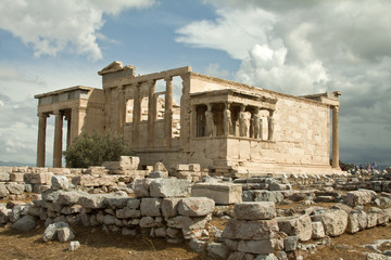 Caryatids, erechtheum temple on Acropolis of Athens, Greece © siavramova