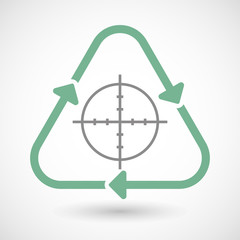 Line art recycle sign icon with a crosshair