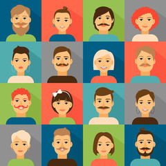 Avatar app icons. User hipster face set