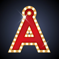 Vector illustration of retro signboard letter A with ring