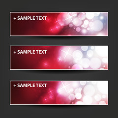 Fototapeta premium Set of Horizontal Banner / Cover Background Designs - Colors: Red, White - Christmas, New Year or Other Holiday Ad Banner Templates