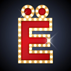 Vector illustration of retro signboard letter E with two dots.