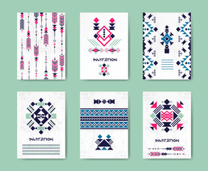 Native american tribal vector creative cards and banner