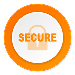 secure orange circle 3d modern design flat icon on white background