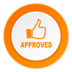 approved orange circle 3d modern design flat icon on white background