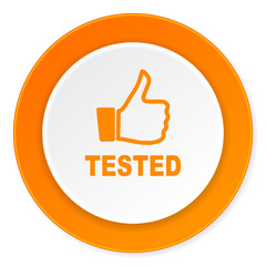 tested orange circle 3d modern design flat icon on white background