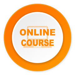 online course orange circle 3d modern design flat icon on white background