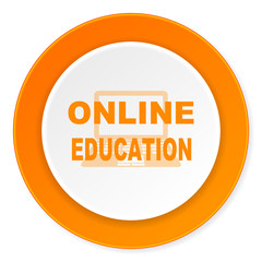 online education orange circle 3d modern design flat icon on white background