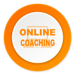 online coaching orange circle 3d modern design flat icon on white background