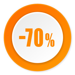 70 percent sale retail orange circle 3d modern design flat icon on white background