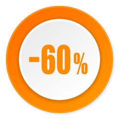 60 percent sale retail orange circle 3d modern design flat icon on white background