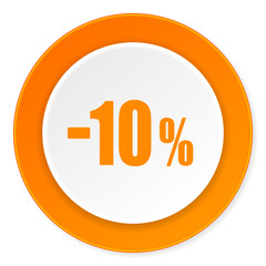 10 percent sale retail orange circle 3d modern design flat icon on white background