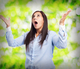 woman surprised isolated