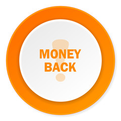 money back orange circle 3d modern design flat icon on white background