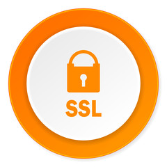 ssl orange circle 3d modern design flat icon on white background