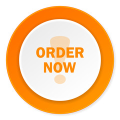 order now orange circle 3d modern design flat icon on white background