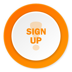 sign up orange circle 3d modern design flat icon on white background