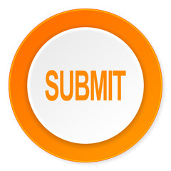 submit orange circle 3d modern design flat icon on white background