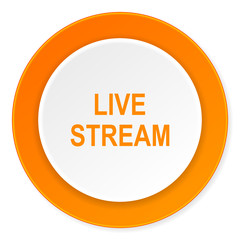live stream orange circle 3d modern design flat icon on white background