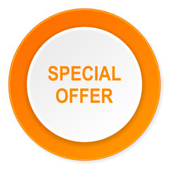 special offer orange circle 3d modern design flat icon on white background