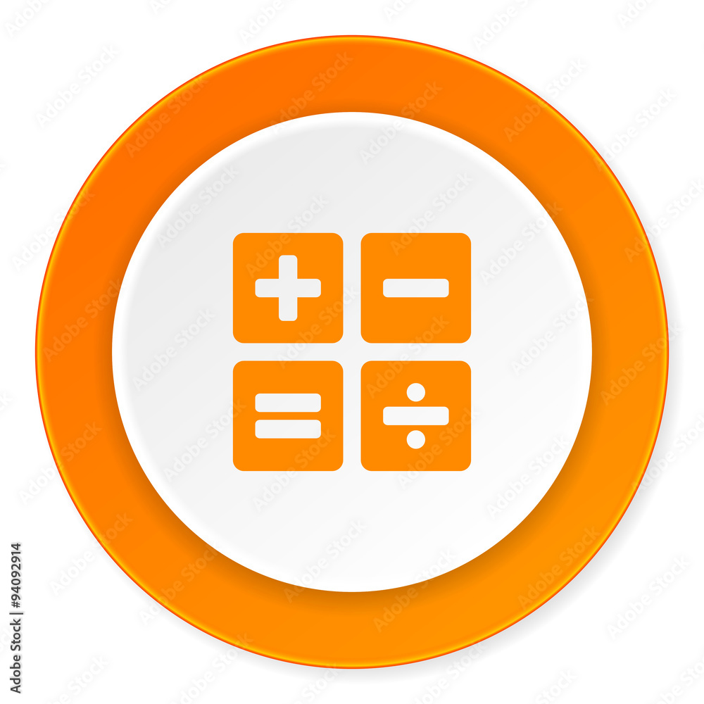 Poster calculator orange circle 3d modern design flat icon on white background