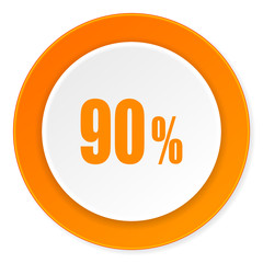 90 percent orange circle 3d modern design flat icon on white background