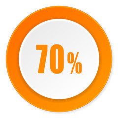 70 percent orange circle 3d modern design flat icon on white background
