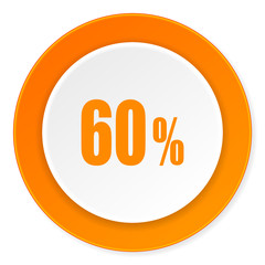 60 percent orange circle 3d modern design flat icon on white background