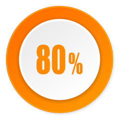 80 percent orange circle 3d modern design flat icon on white background