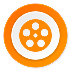 film orange circle 3d modern design flat icon on white background
