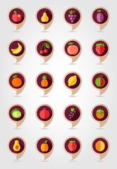 Fruits mapping pins icons