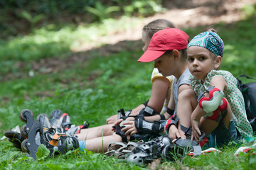 Children after roller skating
