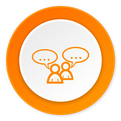 forum orange circle 3d modern design flat icon on white background
