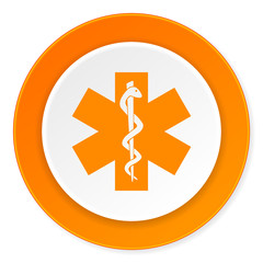 emergency orange circle 3d modern design flat icon on white background