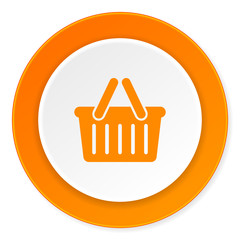 cart orange circle 3d modern design flat icon on white background