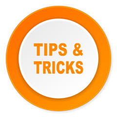 tips tricks orange circle 3d modern design flat icon on white background