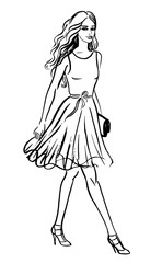 Fashion illustration of walking woman