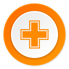 pharmacy orange circle 3d modern design flat icon on white background