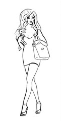 Fashion illustration of walking woman