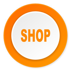 shop orange circle 3d modern design flat icon on white background